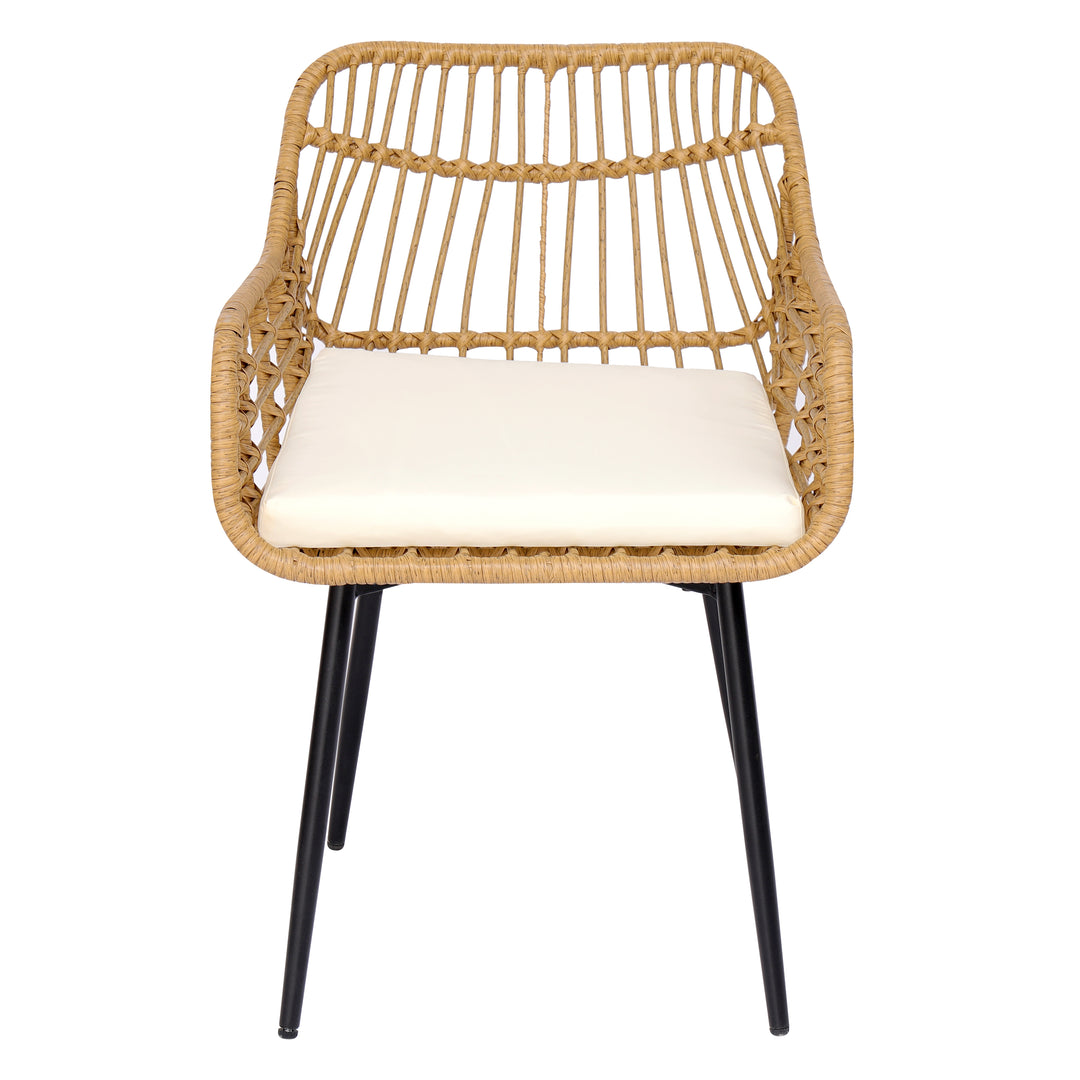 HANOI Sæt med 2 spisebordsstole i metal og rattan