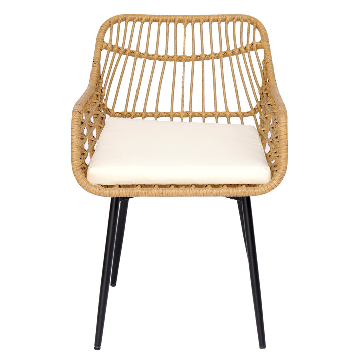 HANOI Sæt med 2 spisebordsstole i metal og rattan