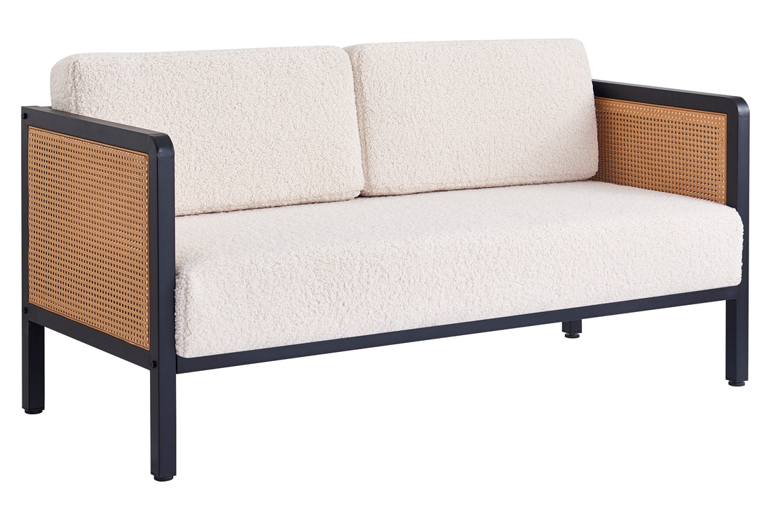 SOFOREBRO 3-personers sofa i flet og hvid bouclé