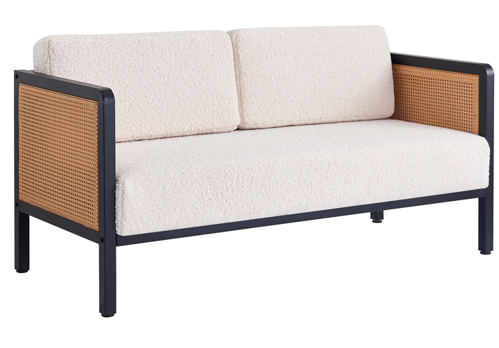 SOFOREBRO 3-personers sofa i flet og hvid bouclé