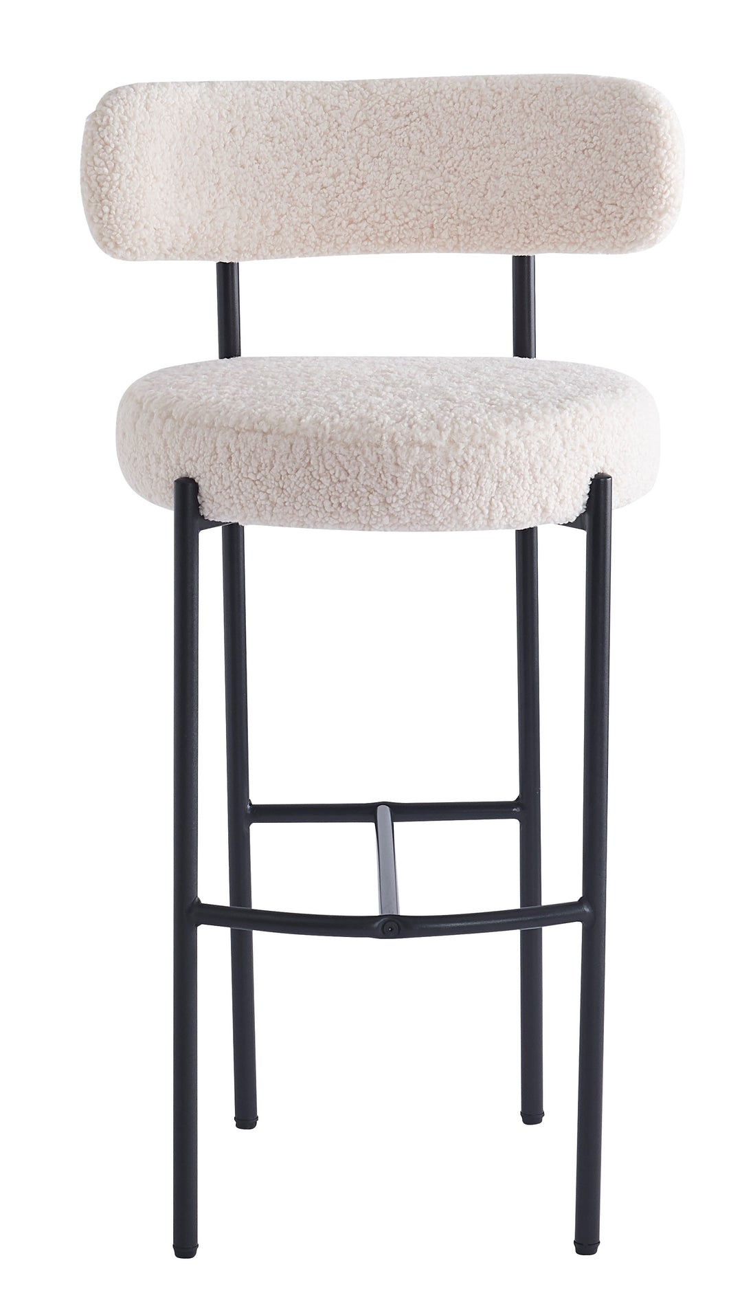 TABLARS Sæt med 2 metalbarstole i hvid bouclé
