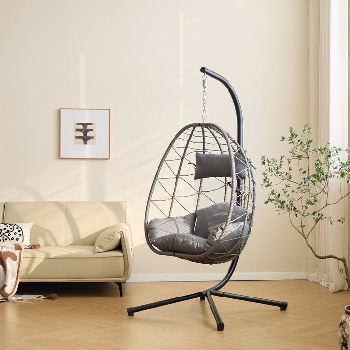 VENICE hængestol i naturrotting og metal – Sort
