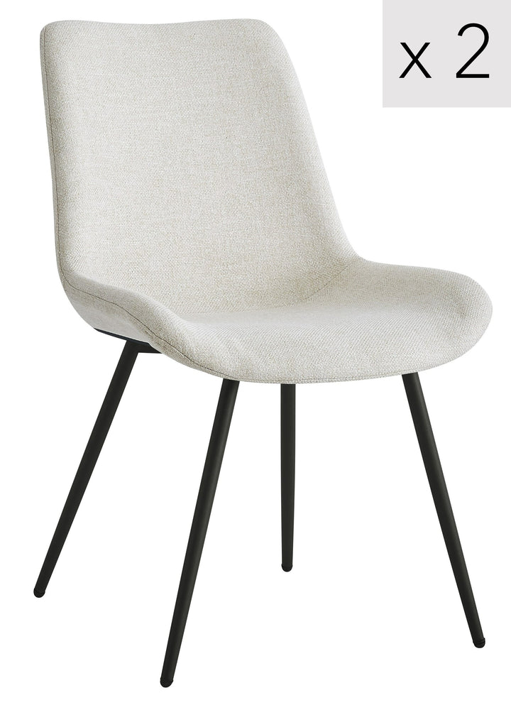 KOGE Sæt med 2 spisebordsstole i metal og beige stof