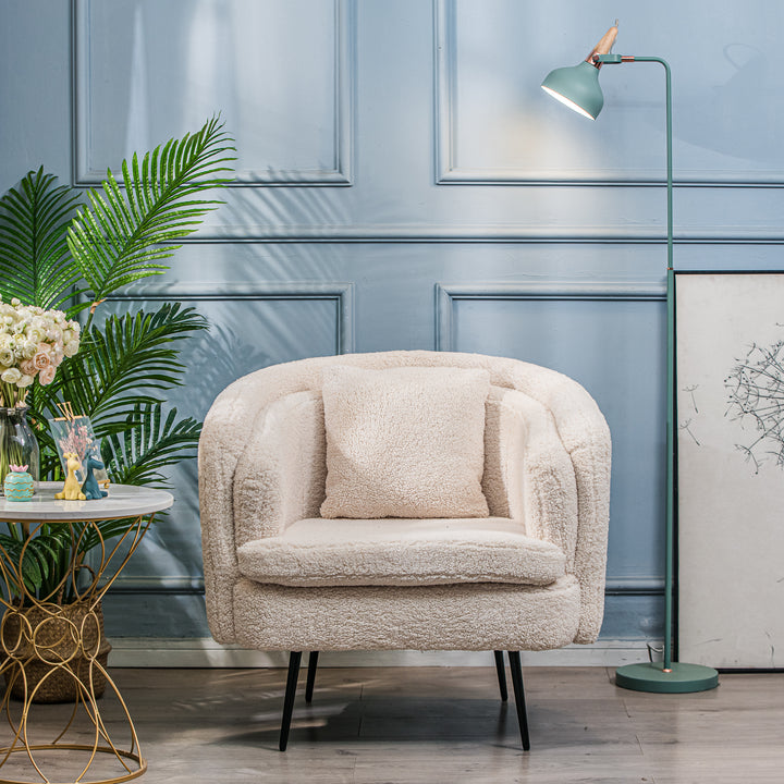 DUKE Metal og hvid Bouclé Lounge Chair