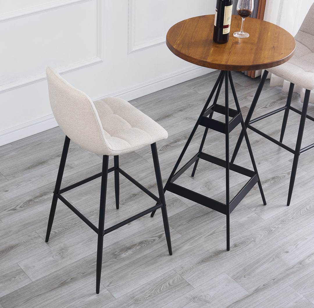 TABBJORN Sæt med 2 barstole i metal og beige stof