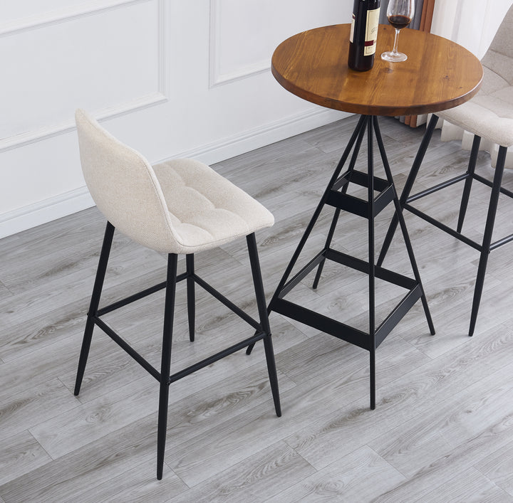 TABBJORN Sæt med 2 barstole i metal og beige stof