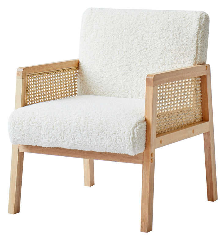 BORGO ood loungestol i rattan og bouclé hvid