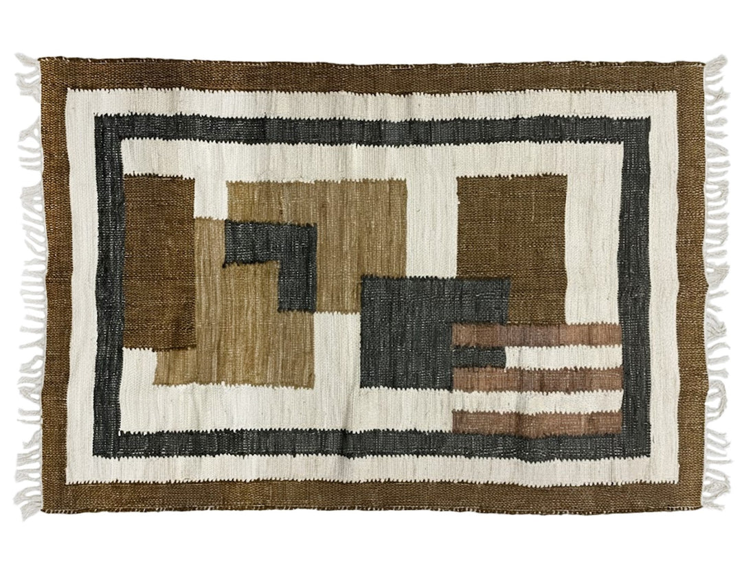 KOLARI Rektangulært bomuldstæppe med brune og beige mønstre 180 x 120 cm