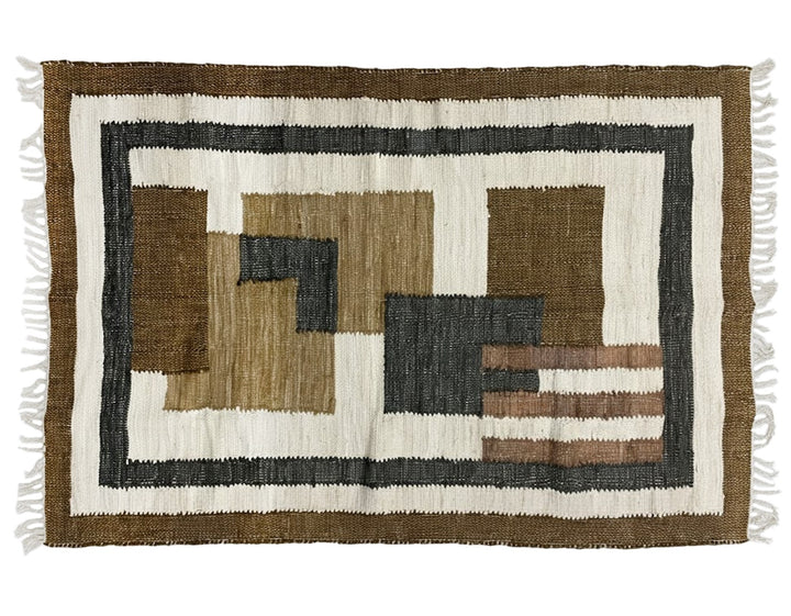 KOLARI Rektangulært bomuldstæppe med brune og beige mønstre 180 x 120 cm