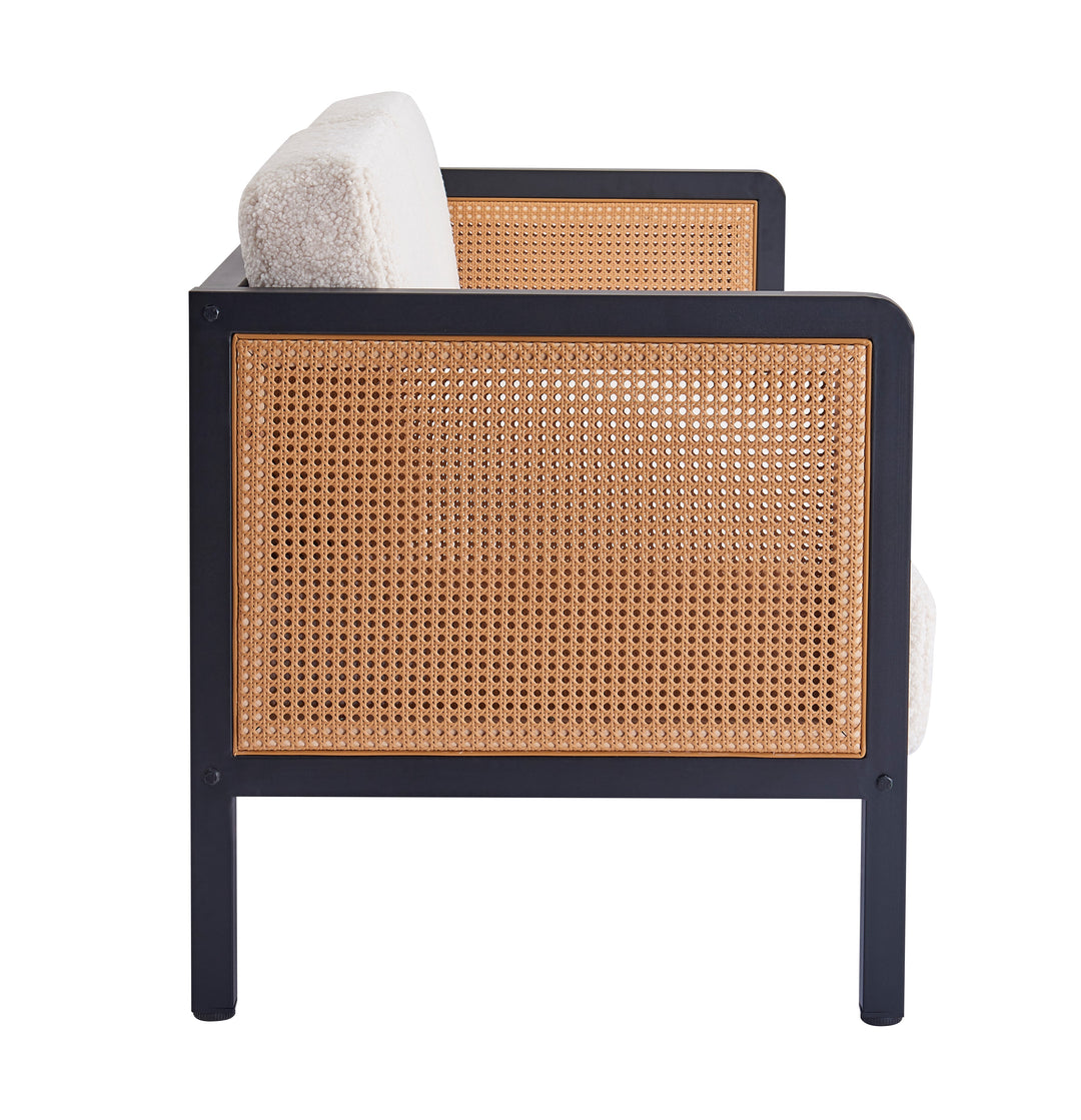 SOFOREBRO 3-personers sofa i flet og hvid bouclé