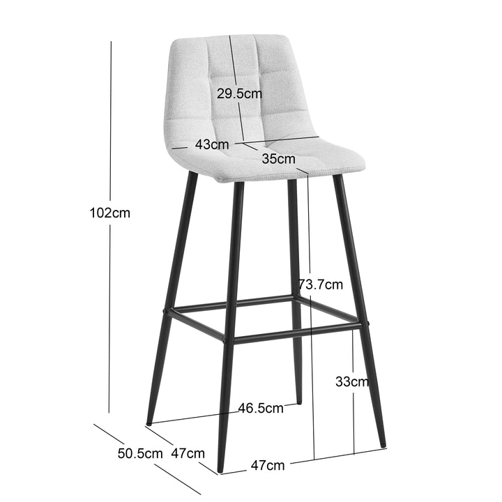 TABBJORN Sæt med 2 barstole i metal og brunt kunstlæder