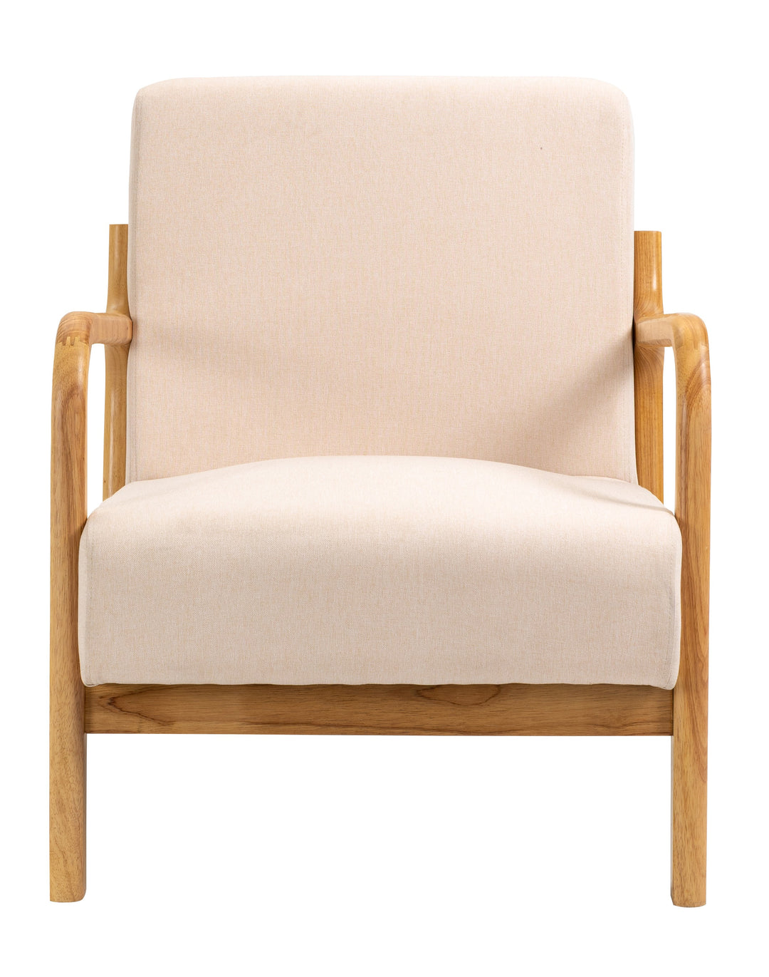 OHAMA loungestol i massivt træ og beige stof