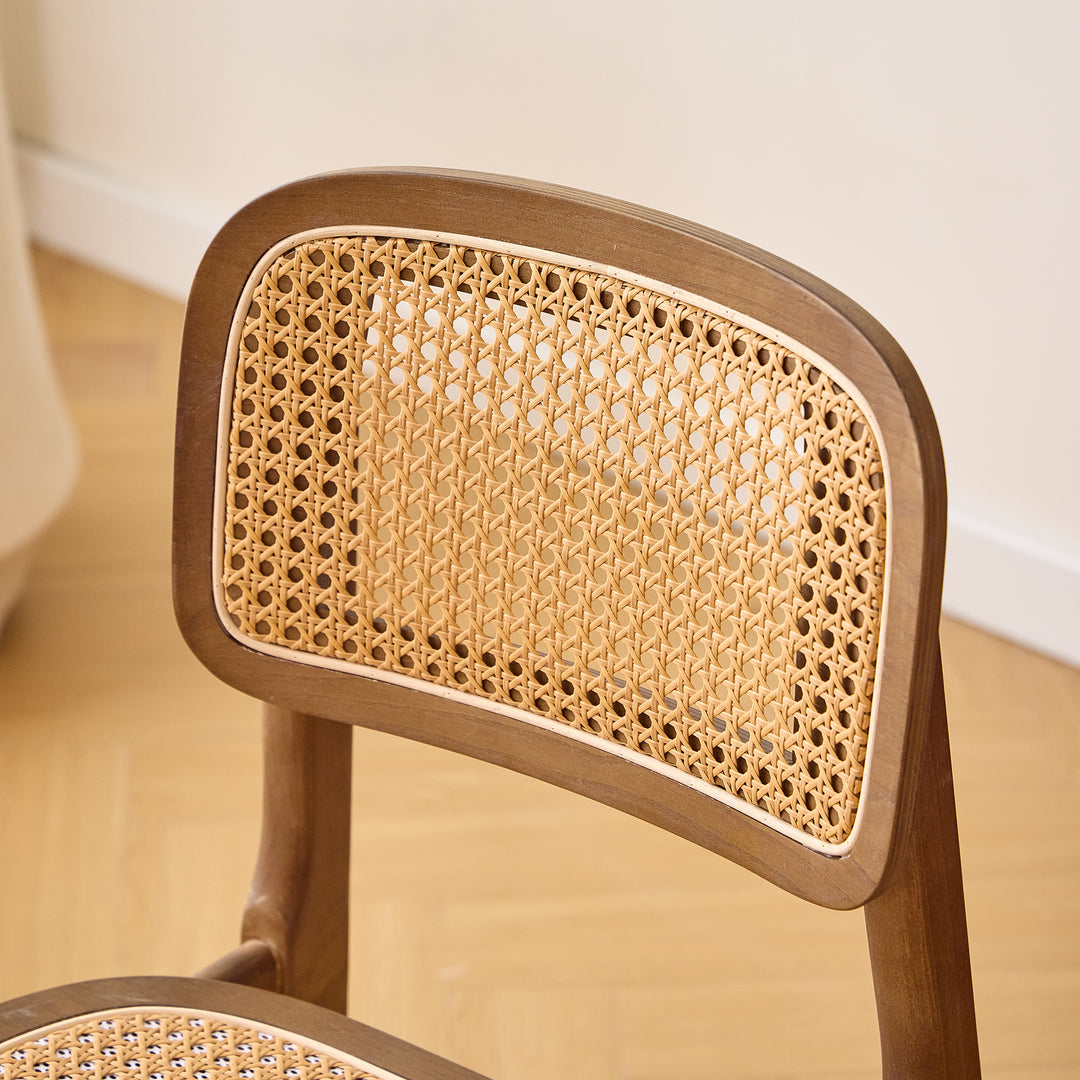BAIA Sæt med 2 spisebordsstole i træ og naturlig rattan