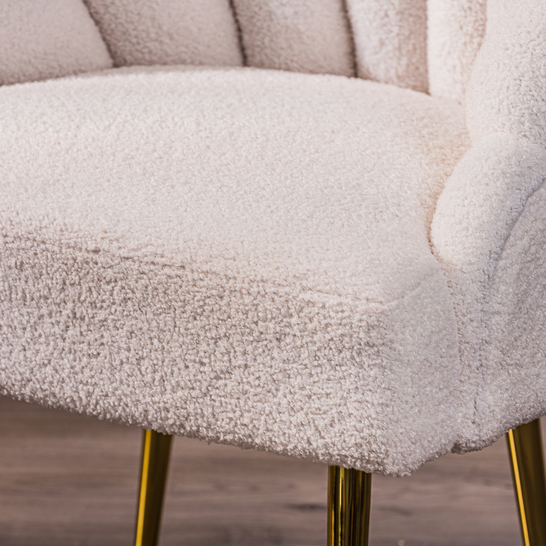 BOLGE Hvid Bouclé og Metal Lounge Chair