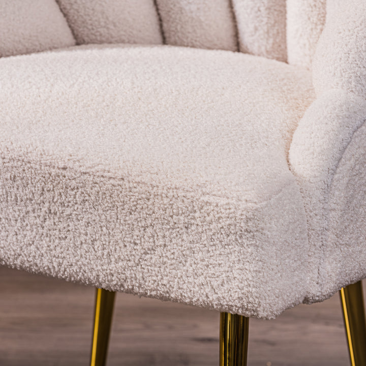 BOLGE Hvid Bouclé og Metal Lounge Chair