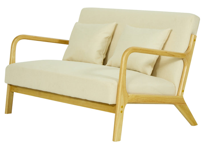OHAMA2SEATERS 2-personers sofabænk i massivt træ og beige stof