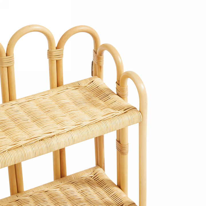 BELEM vægmonteret opbevaringshylde i naturlig rattan i brunt rattan i 2 niveauer.