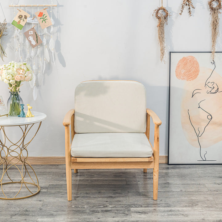 SURABAYA Massivt træ og Beige Stof Loungestol