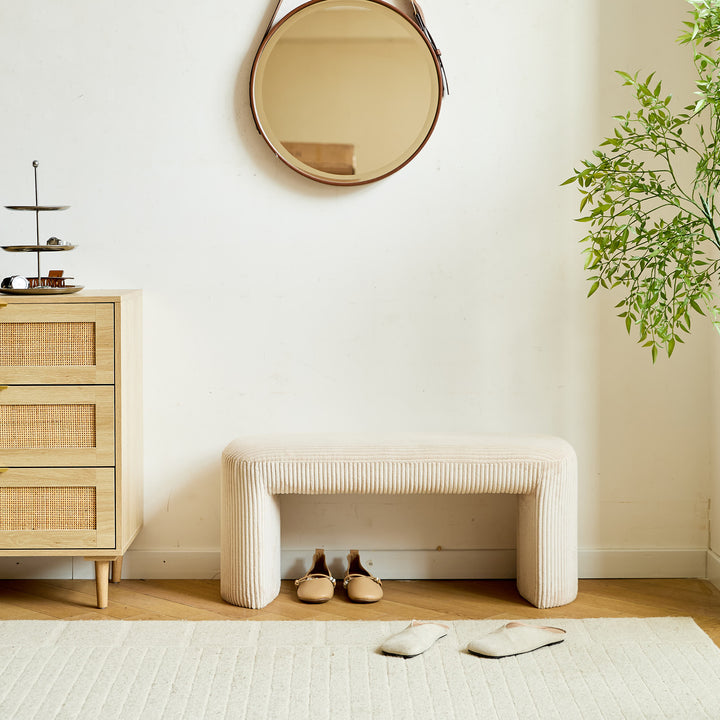 RIGA Beige Corduroy Bænk