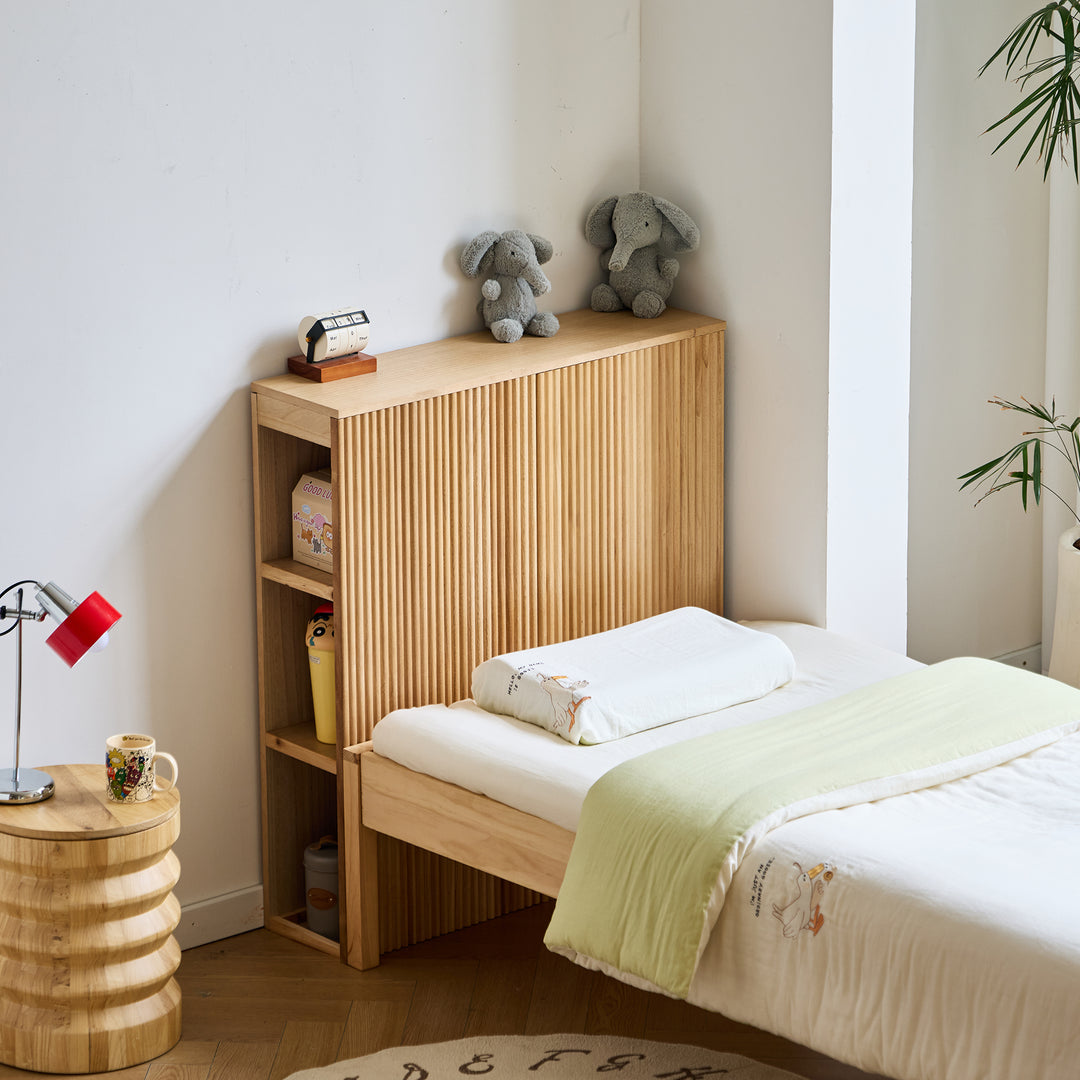 ESLOV Sengegavl Massivt Træ 90 cm med Opbevaring Brun