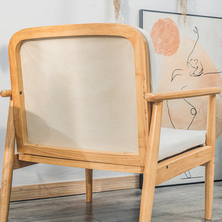 SURABAYA Massivt træ og Beige Stof Loungestol
