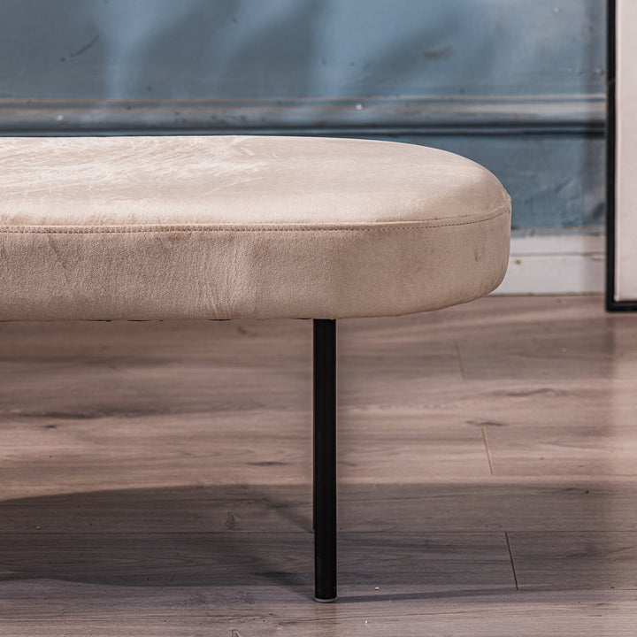 OSLO bænk i metal og beige fløjl