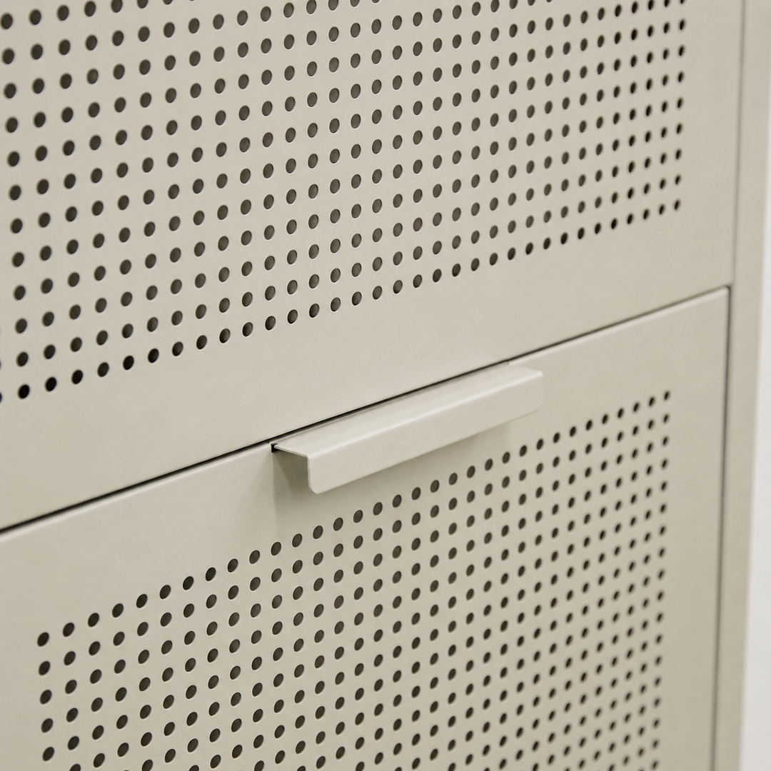NURMES opbevaringsskab med 3 vippeskuffer – Beige