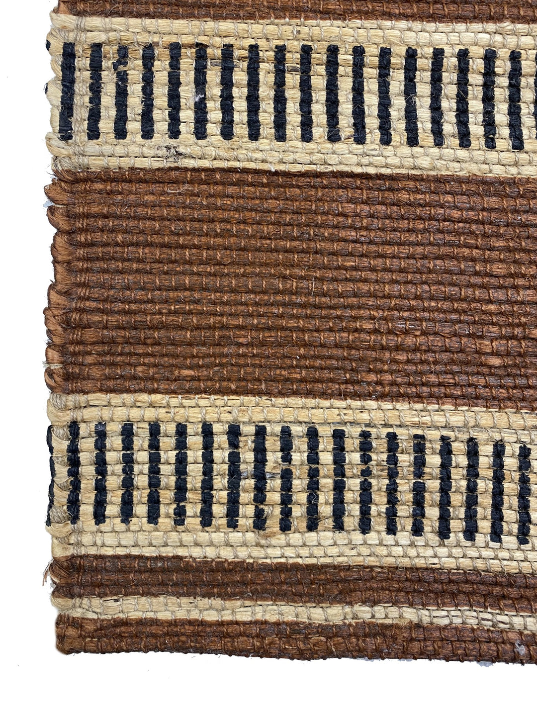 KUOPIO Rektangulært bomuldstæppe med brune og beige mønstre 180 x 120 cm