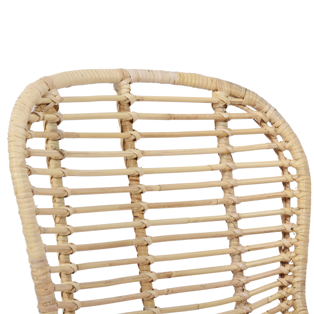 BORONG Sæt med 2 spisebordsstole i metal og naturlig rattan