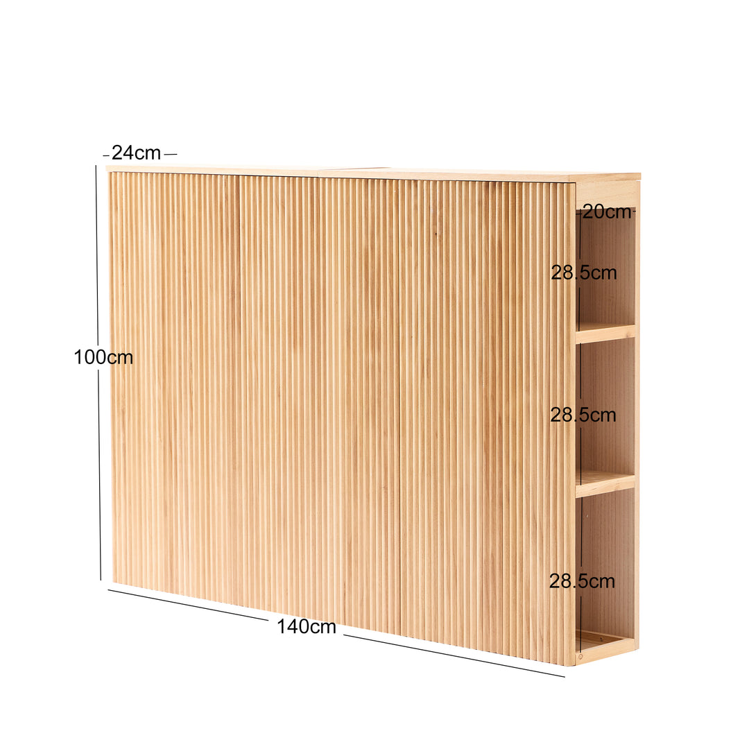 ESLOV Sengegavl Massivt Træ 140 cm med Opbevaring Brun