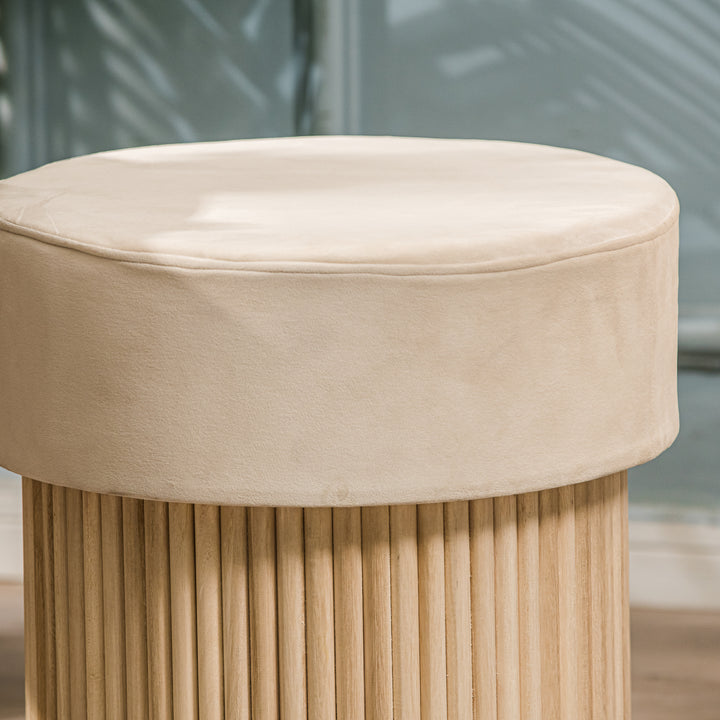 OTSU Beige fløjlspuf med opbevaring