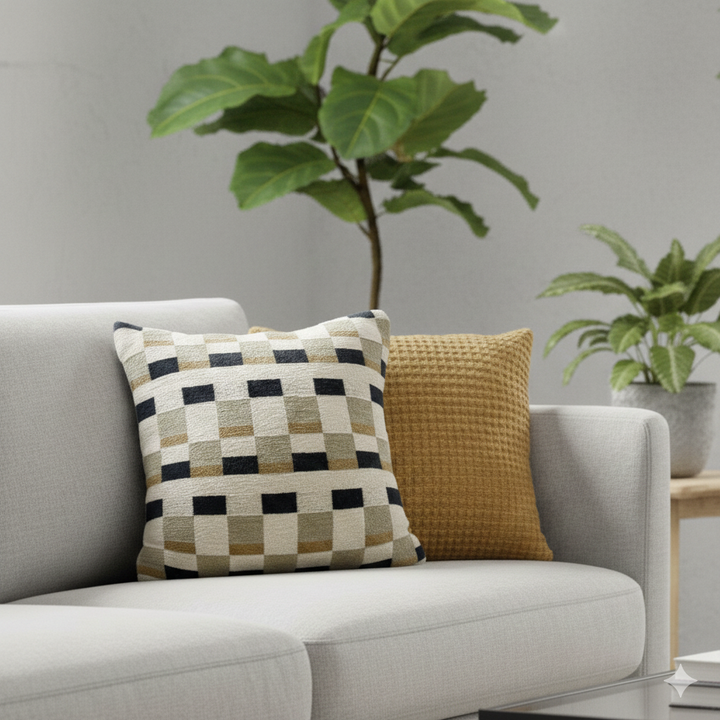 ANDOYA Beige fløjlsbomuldspude 45 x 45 cm