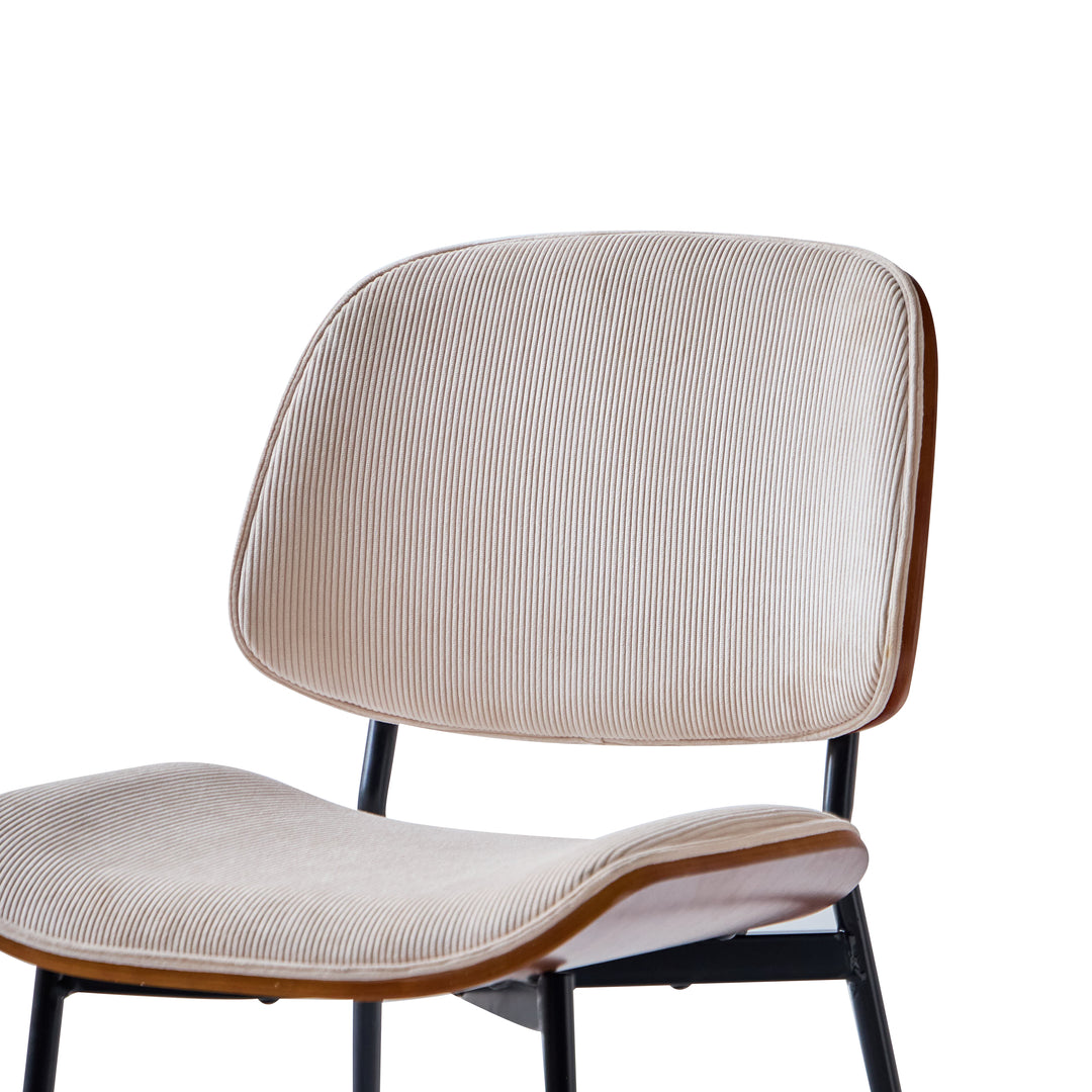 ODENSE Sæt med 2 metal spisestole i træ og beige corduroy