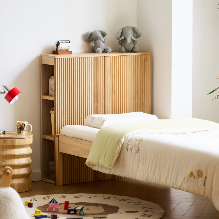 ESLOV Sengegavl Massivt Træ 90 cm med Opbevaring Brun