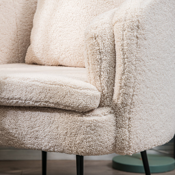DUKE Metal og hvid Bouclé Lounge Chair