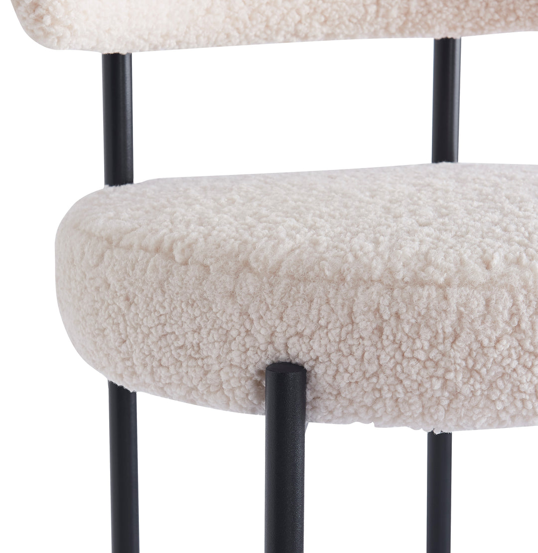 TABLARS Sæt med 2 metalbarstole i hvid bouclé