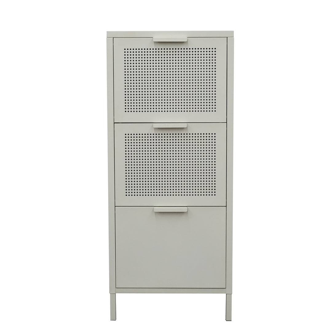 NURMES opbevaringsskab med 3 vippeskuffer – Beige