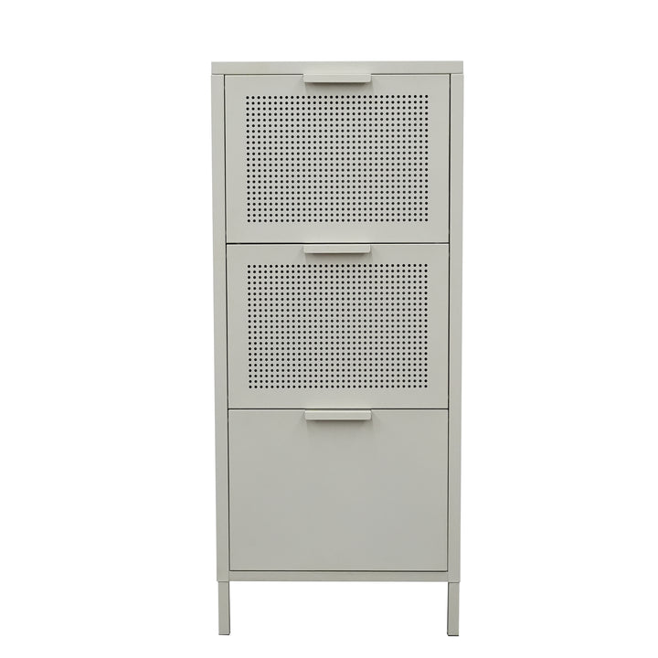 NURMES opbevaringsskab med 3 vippeskuffer – Beige