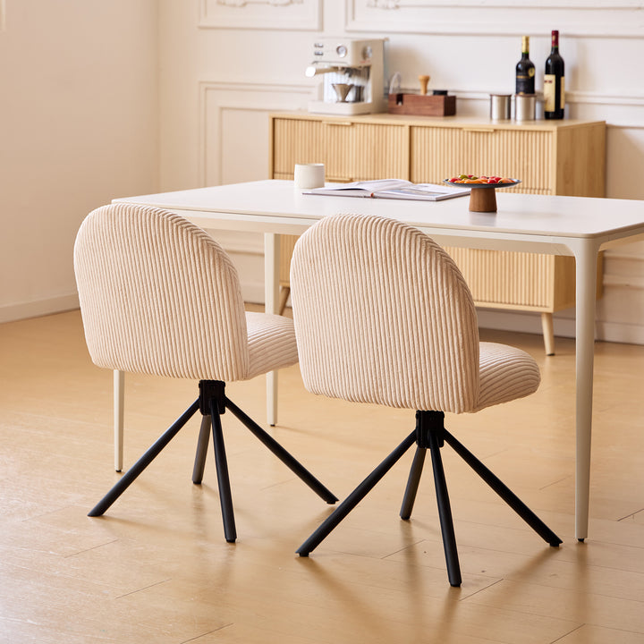 KITTILA Sæt med 2 skandinaviske drejestole i metal i beige velour