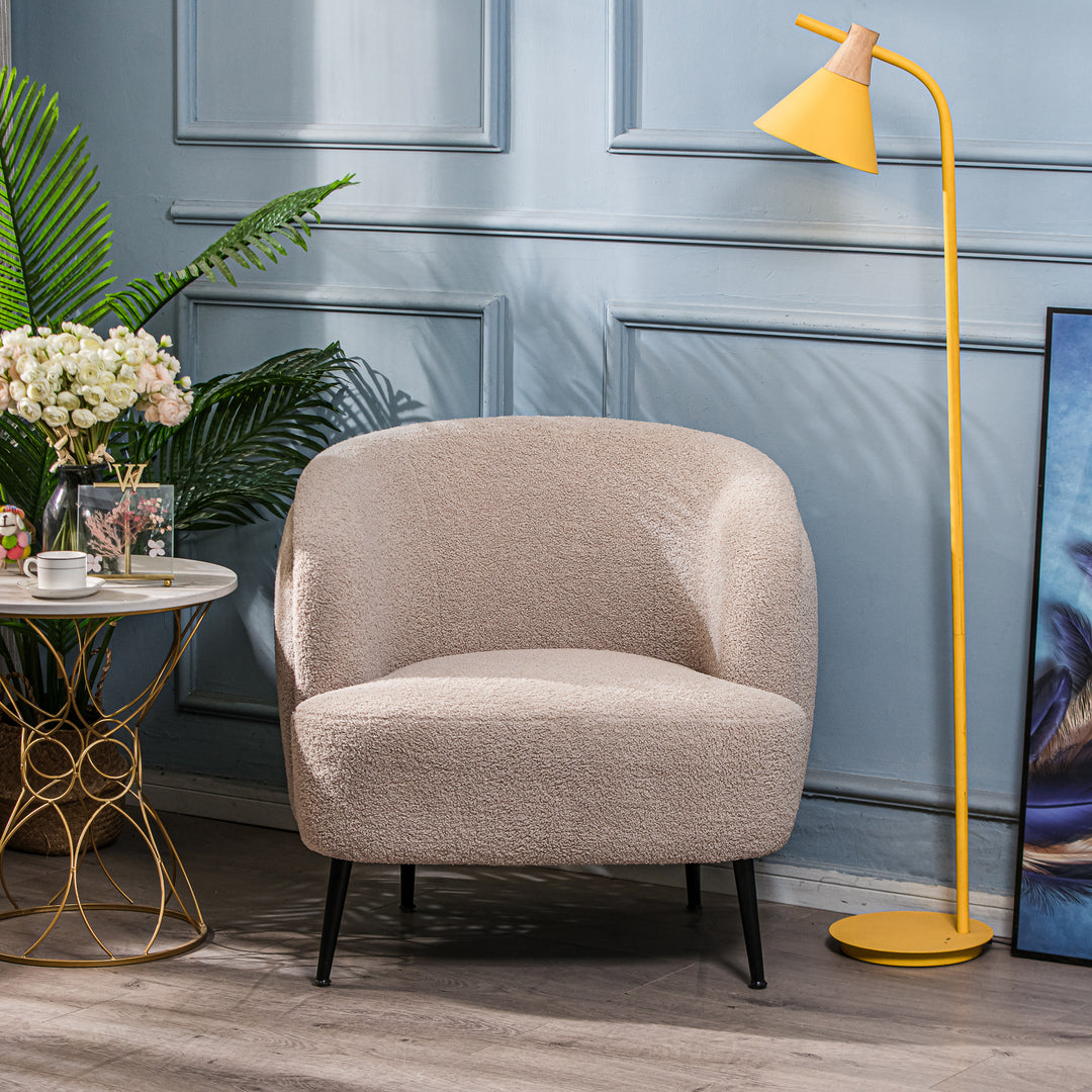SVEN Metal og Beige Bouclé Lounge Chair