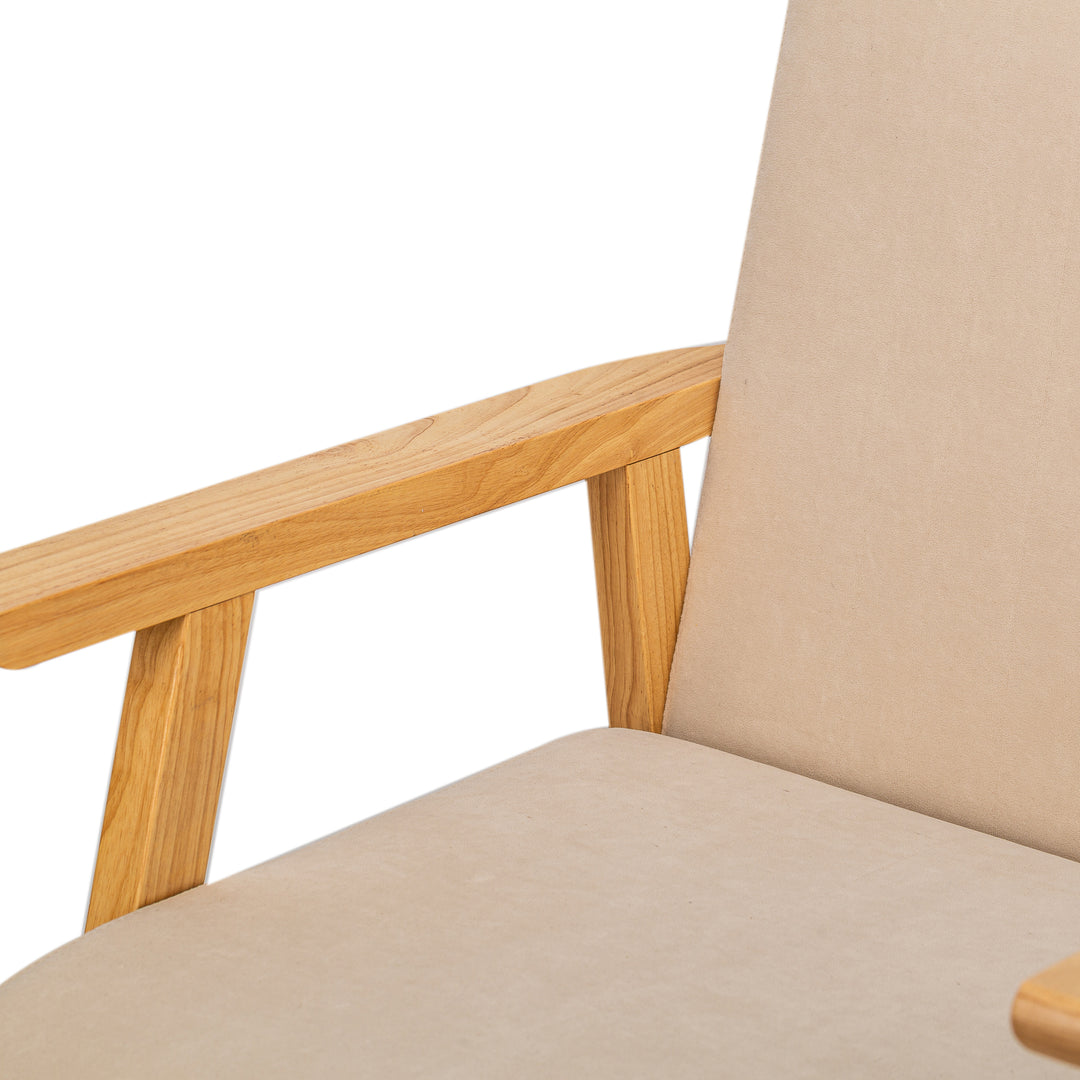 LOUIS Massivt Træ Beige Velour Loungestol