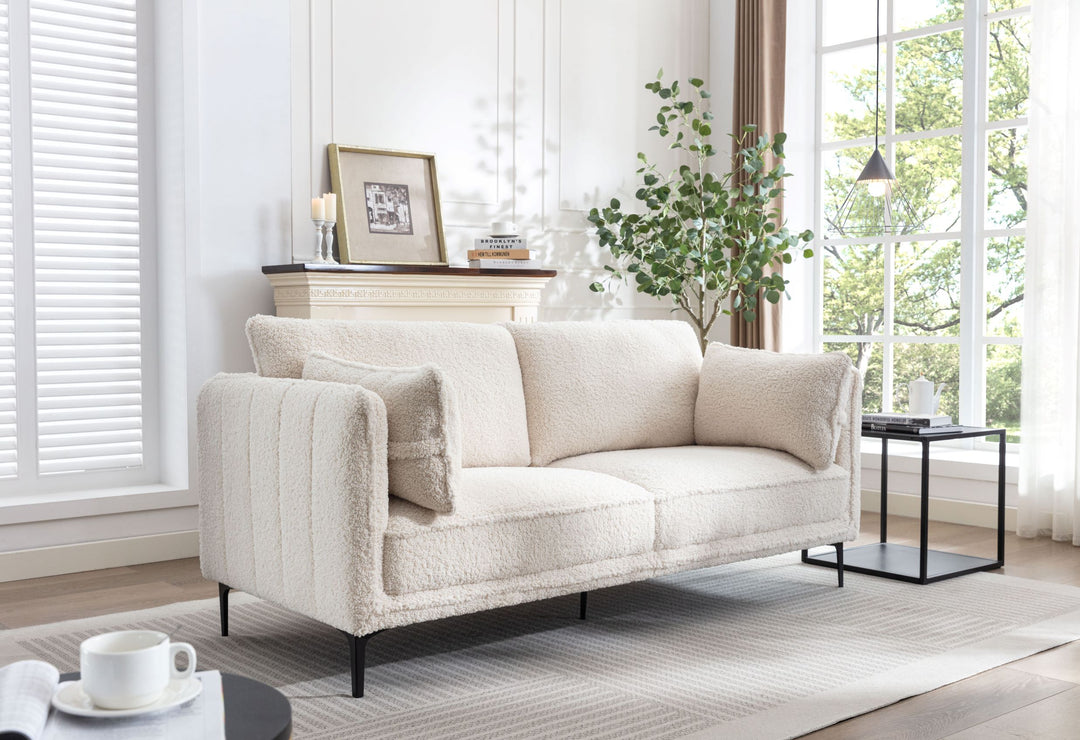 NUUK 3-personers metal- og hvid Bouclé-sofa