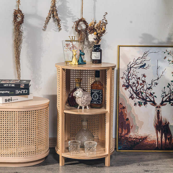 ALTA Natbord i naturtræ og rattan med 2 opbevaringspladser