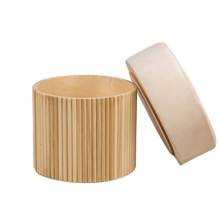 OTSU Beige fløjlspuf med opbevaring