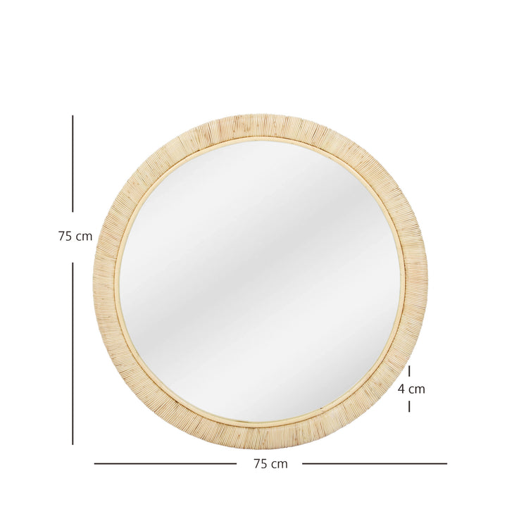 DARWIN Rundt Spejl i Naturlig Rattan 75 cm
