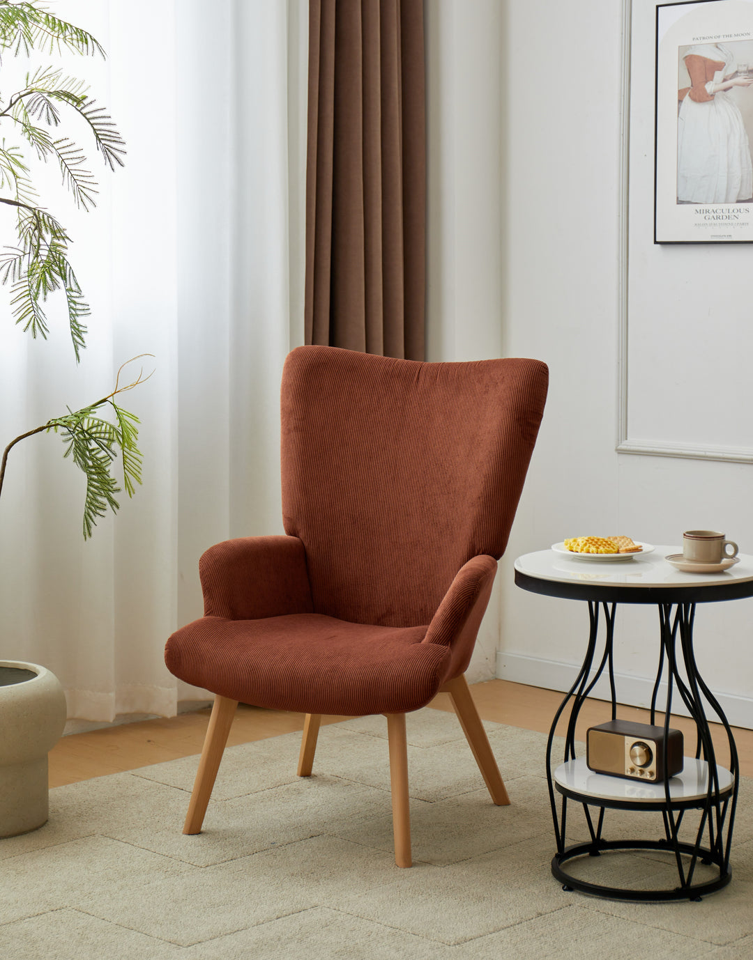 MALMO loungestol i massivt træ og terrakottafløjl
