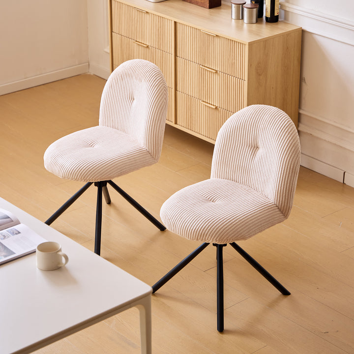 KITTILA Sæt med 2 skandinaviske drejestole i metal i beige velour