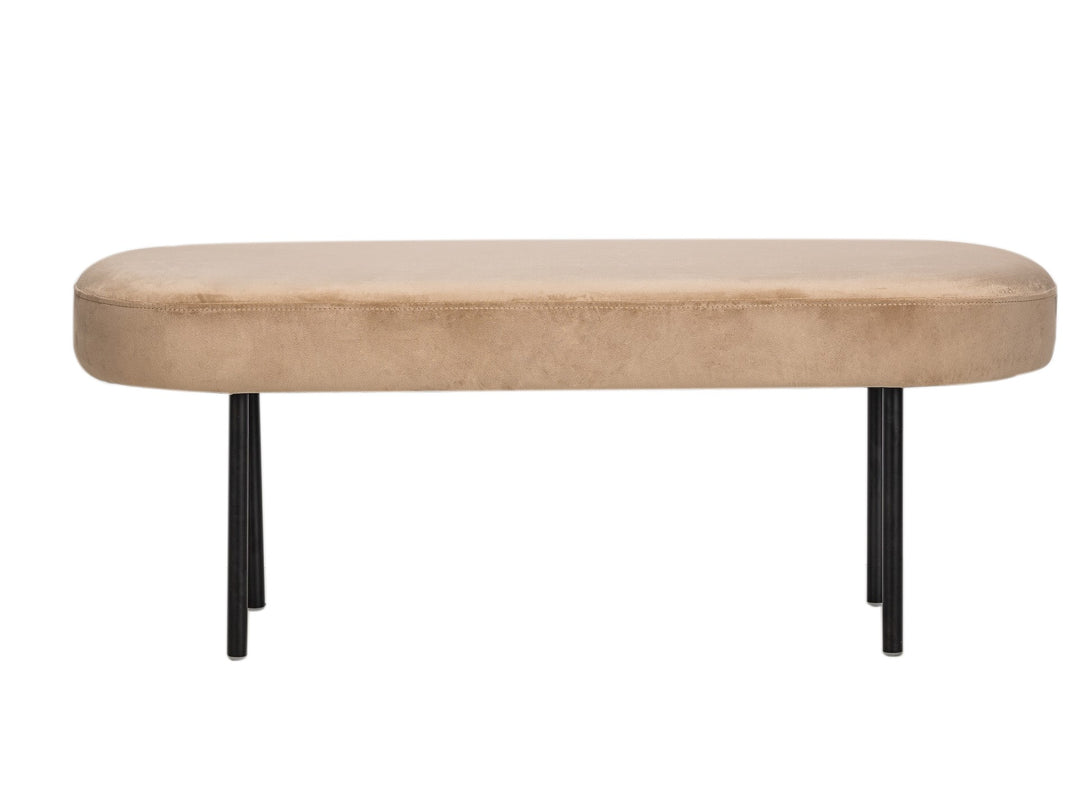 OSLO bænk i metal og beige fløjl
