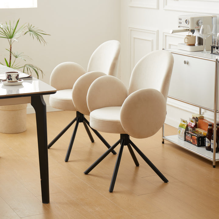 HELSINKI Sæt med 2 skandinaviske drejestole i metal i beige velour