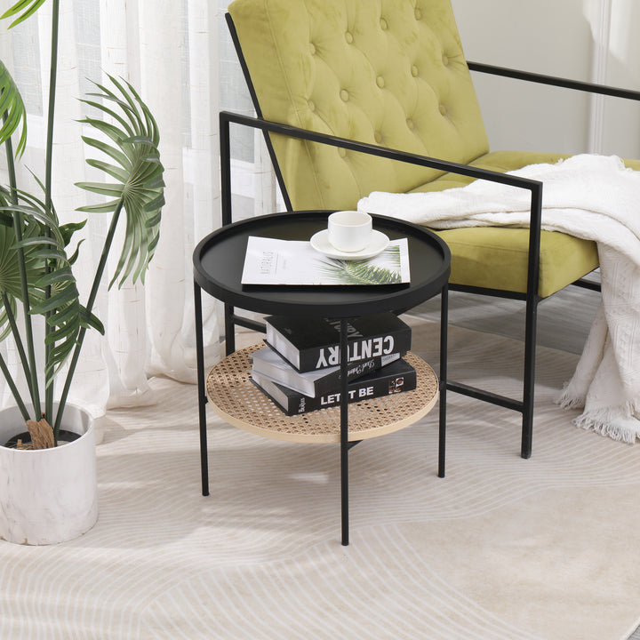 KIRYUMERE metal sidebord med rattanopbevaring